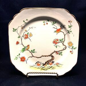 Floral Bird Design Square Plate